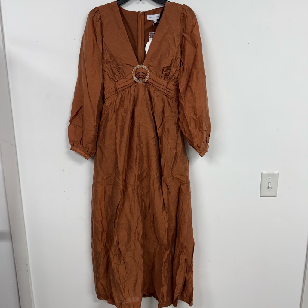 Lost + Wander Brown Bishop Sleeve Gown For Work